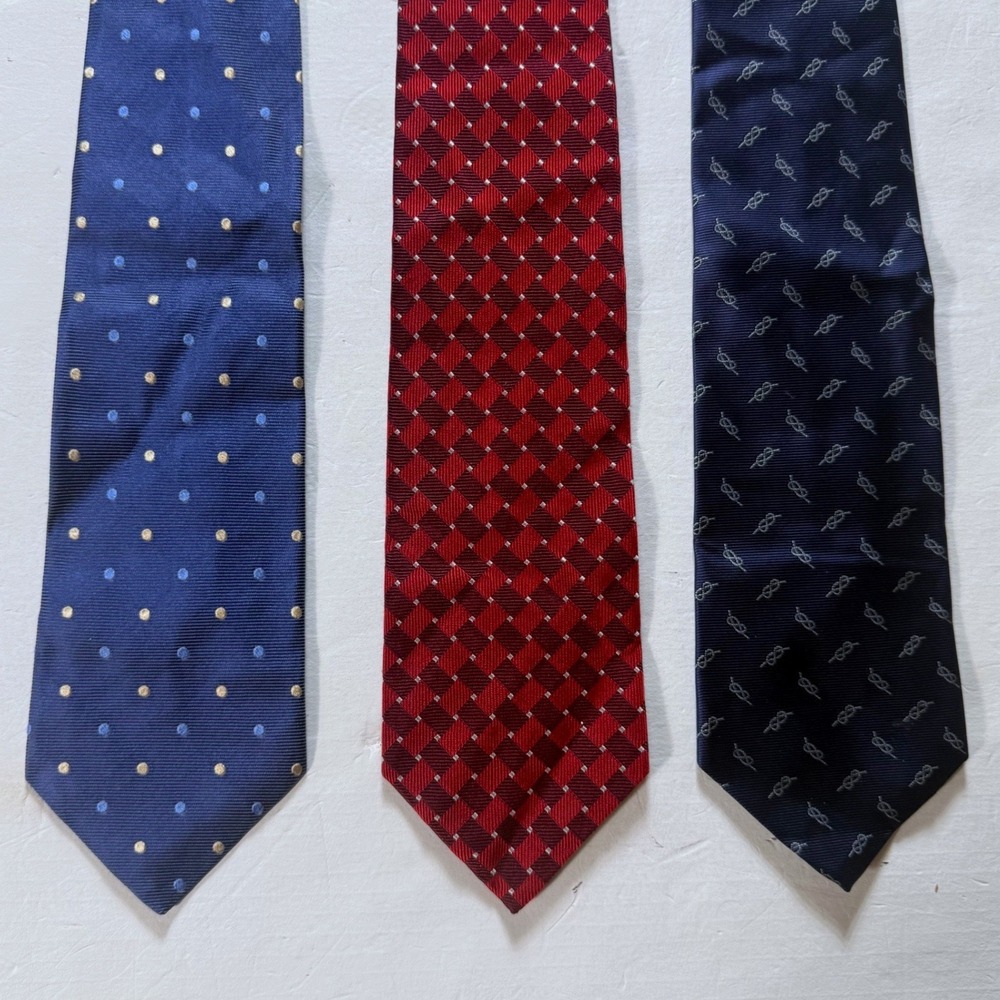 Brooks Brothers Makers Silk Necktie‎ Lot of 3 Mens OS Geometric Ties 3.75 Wide